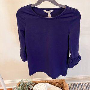 Matilda Jane Puffer Sleeve Top in Navy Blue - 8